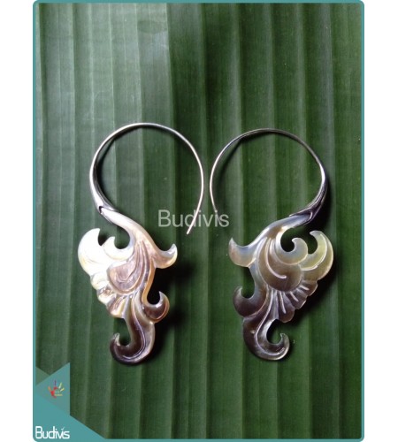 Seashell Tribal Earrings With  Sterling Silver Hook 925