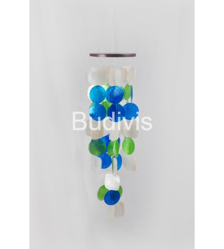 Three Colors Square and Circle Capiz Wind Chimes