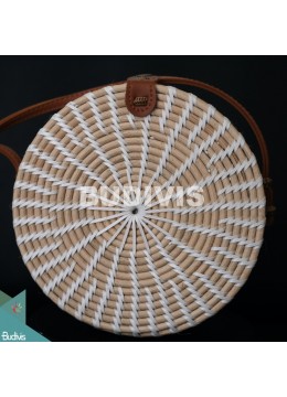 wholesale Top Sale Round Bag White Synthetic Rattan, Fashion Bags