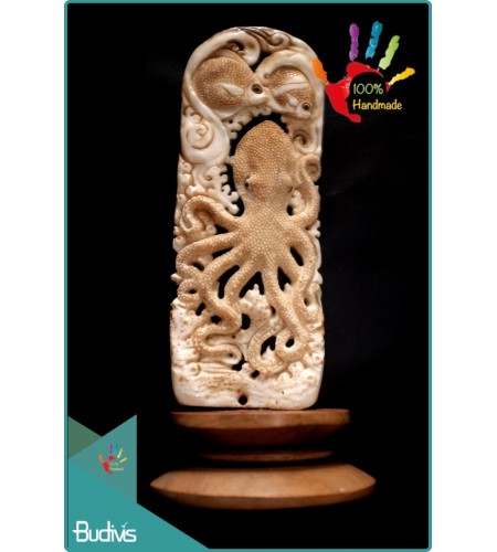 Top Selling Hand Carved Bone Fish And Octopus Scenery Ornament 100 % In Handmade