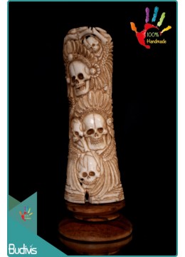 wholesale Top Selling Hand Carved Bone Indian Skull Scenery Ornament Top, Home Decoration