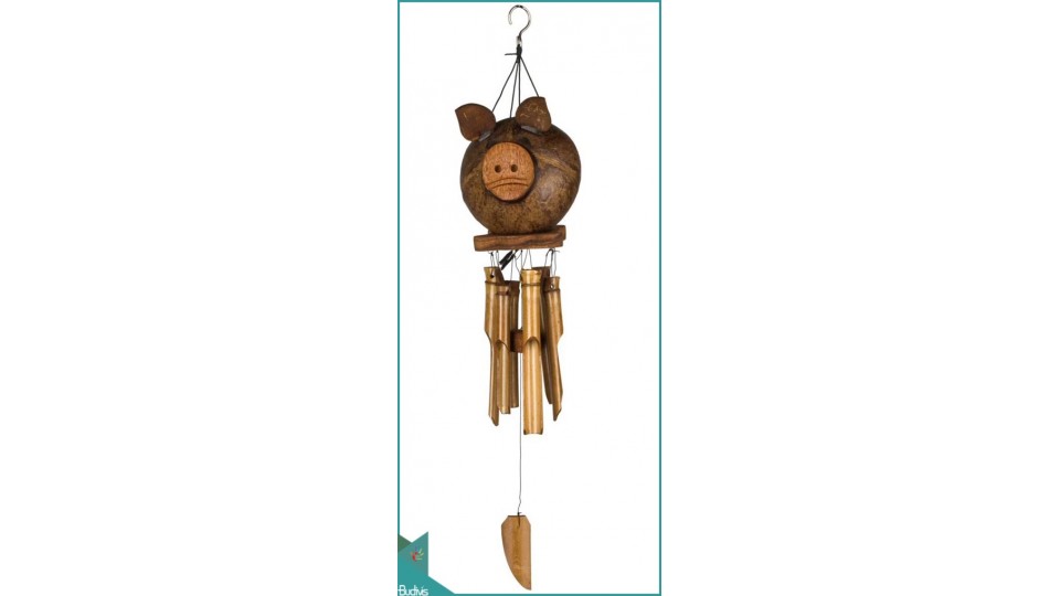 Top Selling Outdoor Hanging Coco Pig Bamboo Wind Chimes
