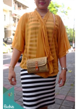 wholesale Wallet Rattan Bag With Leather Strap, Fashion Bags