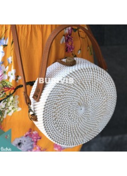 wholesale White Color Hand Bag And Cross Body Rattan Round Bag, Fashion Bags