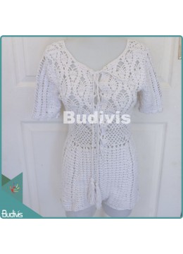 wholesale White Knitting Jumpsuit For Summer, Handicraft