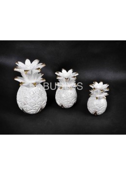 wholesale White Pineapple Wood Carved Indor / Outdor Decoration, Home Decoration