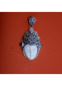 wholesale Wholesale Moon Face Of Bone Carving Sterling Silver Pendant 925, Costume Jewellery