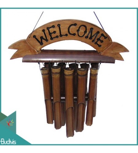 Wholesale Outdoor Hanging Bamboo Wind Chimes With Board Greeting