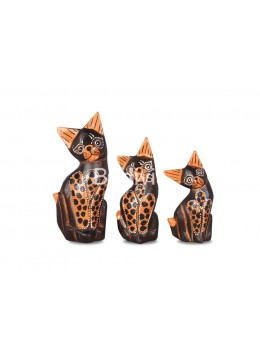 wholesale Wholesale Wooden Animal Figurine Cat Model Set 3, Handicraft