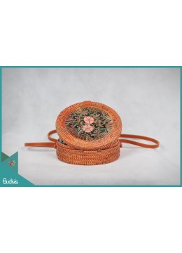 wholesale Wholesaler Round Bag Natural With Flower Woven Rattan, Fashion Bags