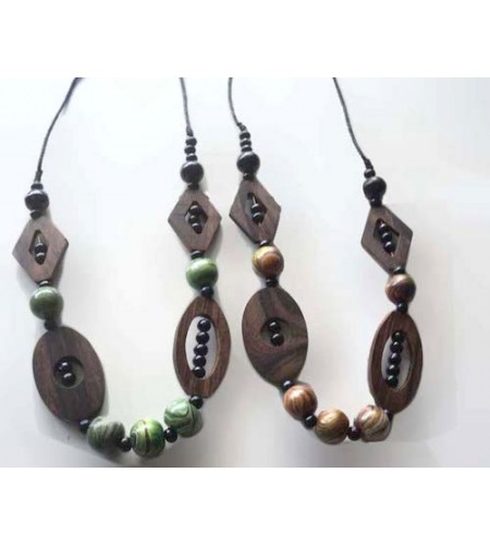 Wood Beads Colour Necklace