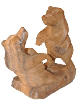 wholesale Wood Carving Bear Statue, Home Decoration