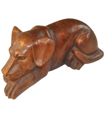 Wood Carving Dog Statue