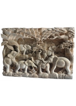 wholesale Wood Carving Elephant Relief, Home Decoration