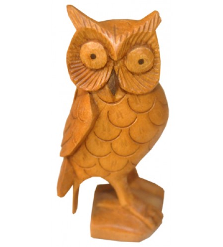 Wood Carving Owl Statue