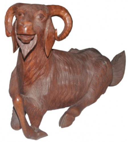 Wood Carving Sheep Statue