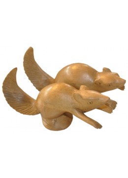 wholesale Wood Carving Squirrel Statue, Home Decoration
