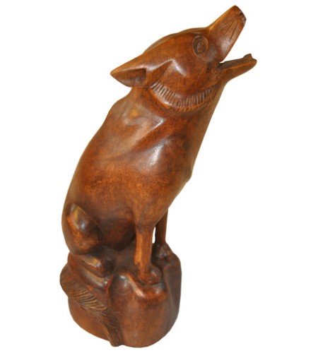 Wood Carving Wolf Statue