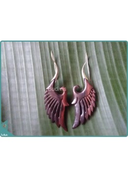 wholesale Wooden Eagle Wings Handcraft Earrings Sterling Silver Hook 925, Costume Jewellery