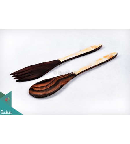 Wooden Rice And Soup Spoon Shell Decorative 2 Pcs Medium