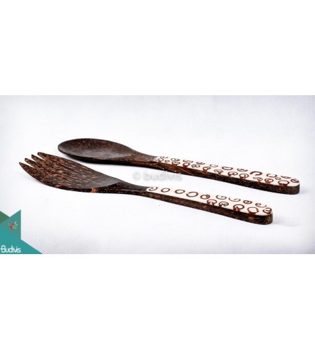 Wooden Set Spoon & Fork Cinnamon Decorative Set 2 Pcs