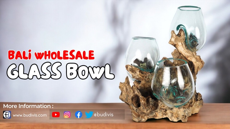 Do you want to add a touch of elegance to your home or office space? here is melted glass bowl on wood