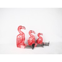 Introducing the Hand-painted Wooden Flamingo Figurine Set by Budivis Shop