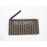 Elevate Your Style with the Line Pattern Rectangle Beaded Wallet