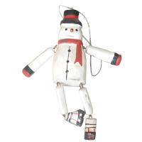Embrace the Winter Magic with Hand-Painted Wooden Small Puppet Snowman from Bali's Finest Artisans