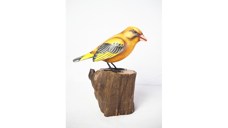 Realistic Wooden Bird American Goldfinch