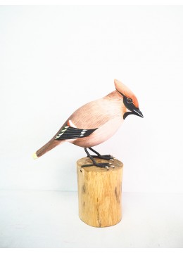 wholesale bali Realistic Wooden Bird Bohemian Waxwing, Home Decoration