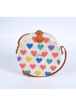 wholesale bali Ready Stock Decoupage Rattan Bag Love Pattern, Fashion Bags
