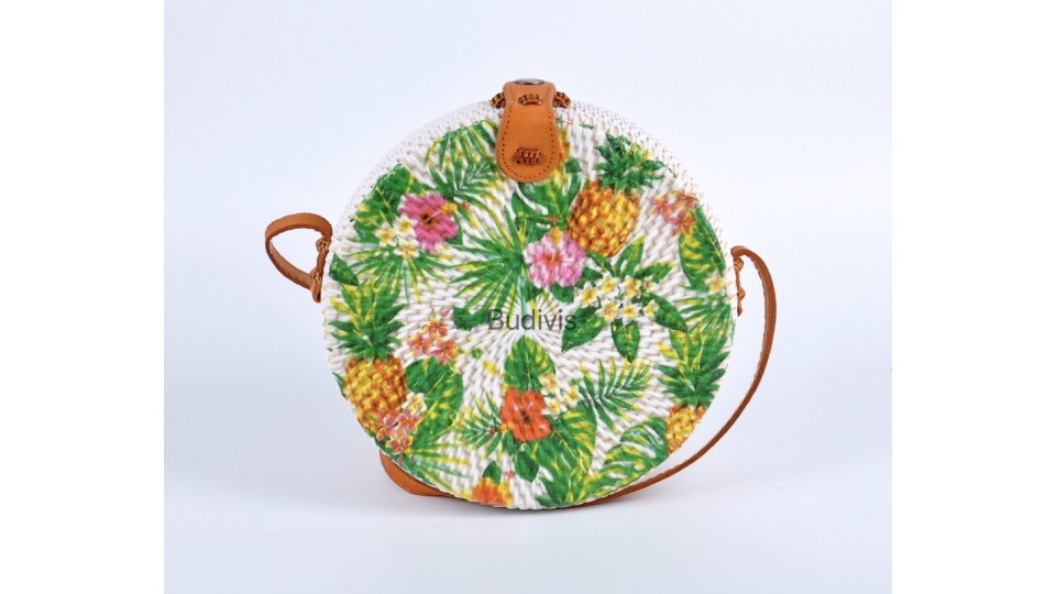 Ready Stock Decoupage Rattan Bag Pineapple Pattern