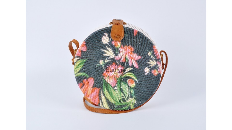 Ready Stock Decoupage Rattan Bag Floral Pattern
