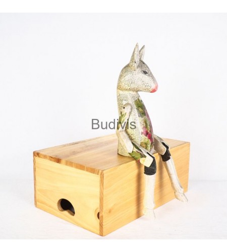 Wholesale Bali Decoupage Wooden Statue Animal Model, Mouse Deer