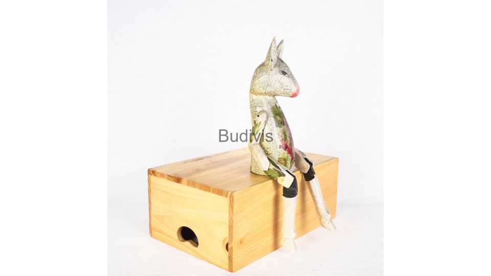 Wholesale Bali Decoupage Wooden Statue Animal Model, Mouse Deer