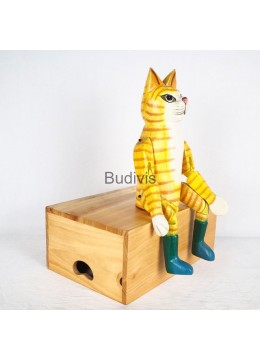 wholesale bali Bali Wooden Statue Animal Model, Cat, Home Decoration