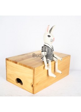 wholesale bali Supplier Wooden Statue Animal Model, Rabbit, Home Decoration