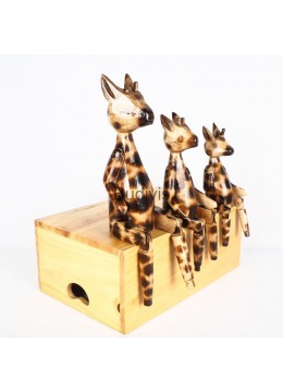 wholesale Supplier Set Wooden Statue Animal Model, Giraffe, Home Decoration