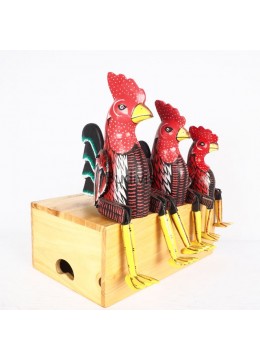 wholesale bali Direct Factory Artisans Set Wooden Statue Animal Model, Rooster, Home Decoration