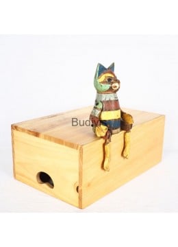 wholesale bali Production Wooden Statue Animal Model, Cat, Home Decoration