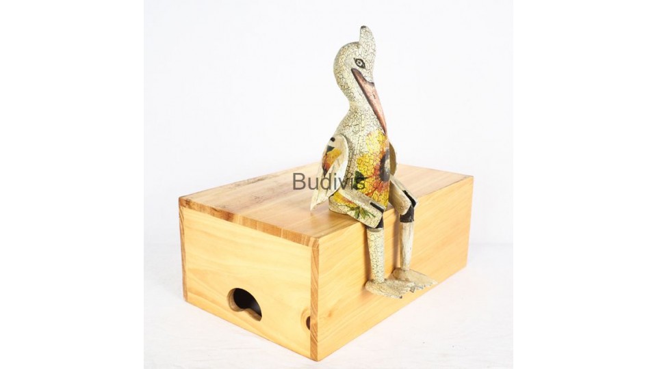 Production Decoupage Wooden Statue Animal Model, Stork