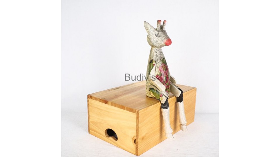 Production Decoupage Wooden Statue Animal Model, Deer