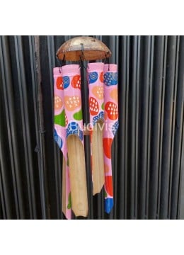 wholesale bali Pink Abstract Hand Painted Bamboo Wind Chimes, Bamboo Crafts