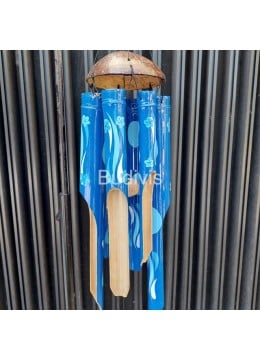 wholesale bali Best Hand Painting Blue Tear Drop Motif Bamboo Wind Chimes, Bamboo Crafts