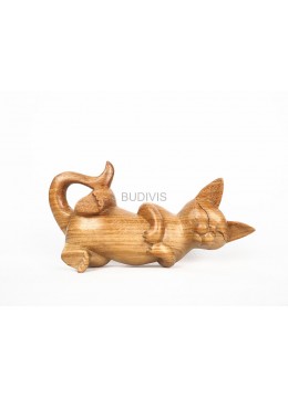 wholesale bali Wooden Animal Statue Model Lying Cat, Home Decoration