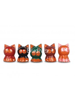 Wholesale Wooden Animal Figurine Cat Model Set 5