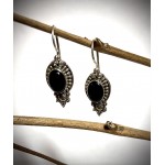 Natural Black Onyx Top Quality Gemstone925 Silver Earring