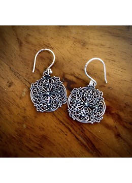 Image of Ethnic Silver Earrings Antique Silver Earrings Engraved Metal Dangle Earrings Costume Jewellery Source: CV.Budivis in Bali, Indonesia