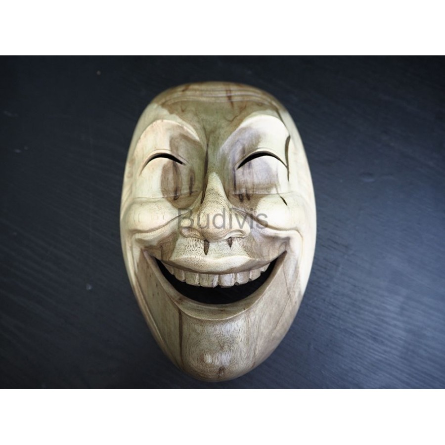 Laughing Face Wooden Mask Decoration